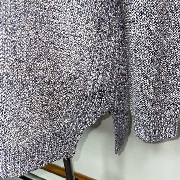 J. McLaughlin Size L Purple Linen V Neck Long Sleeve Metallic Knit Sweater - Picture 6 of 16